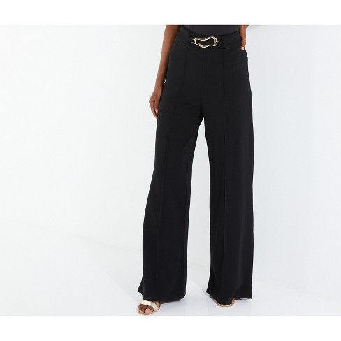 Scuba Crepe High-Waisted Wide-Leg Trouser | Cleo