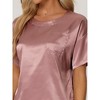 cheibear Women's Satin Summer Short Sleeves Sleepshirt with Pants Lounge Pajamas Sets - 4 of 4