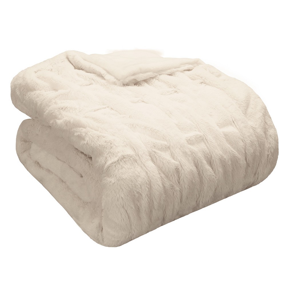 Ivory Ruched Faux Fur Throw (50x60) was $39.99 now $26.99 (33.0% off)