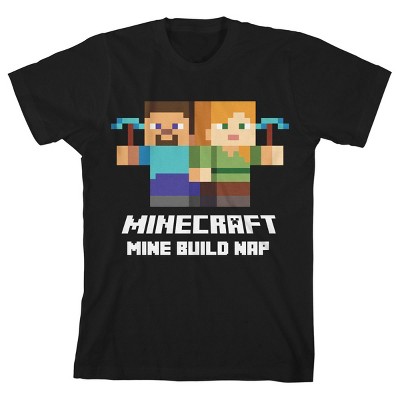 Minecraft Mine Build Nap Boy’s Black T-shirt