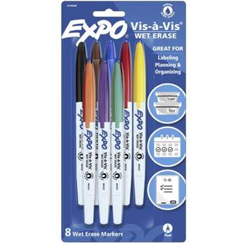 Expo 8pk Dry Erase Markers Magnetic & Eraser Fine Tip Multicolored : Target