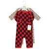 Hudson Baby Infant Girl Thermal Coveralls 2pk, Buffalo Plaid Leopard - 2 of 4