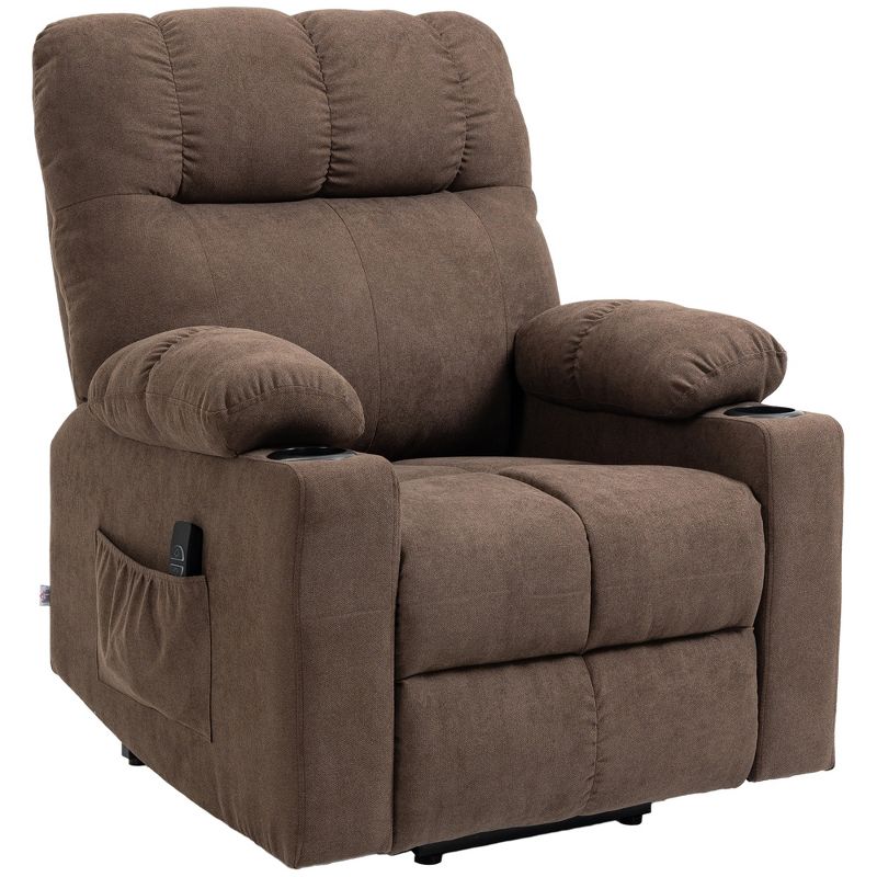 HOMCOM Electric Power Lift Chair Recliners for Elderly, Oversized Living Room Recliner with Remote Control, Cup Holders, and Side Pockets, 4 of 7
