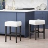 26"H Bonded Leather Backless Counter Stool with Cushioned Seat and Set of 2 for Kitchen or Living Room - 3 of 4