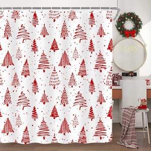 BAGOKIE Shower Curtain Set with 12 Hooks, Washable Fabric Shower Curtain, Rustic Farmhouse Bathroom Shower Curtain, 72x72 Inches - 1 of 4