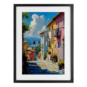 Stupell Industries Colorful Coastal Town Framed Print Under Glass Art - 1 of 4