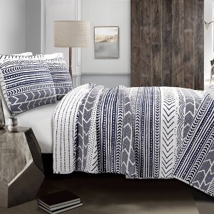 Lush Décor 3pc Hygge Geo Reversible Cotton Quilt & Sham Set - 1 of 4