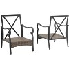 HomeStock Dahlia 2Pc Outdoor Metal And Wicker Armchair Set Taupe/Matte Black - 2 Armchairs - 4 of 4