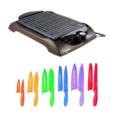 Zojirushi Eb-cc15 Indoor Electric Grill With Multicolor 12 Piece Knife ...