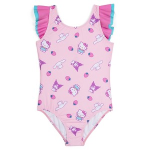 Hello Kitty Rainbow Girls UPF 50+ One Piece Bathing Suit Little Kid to Big Kid - 1 of 4