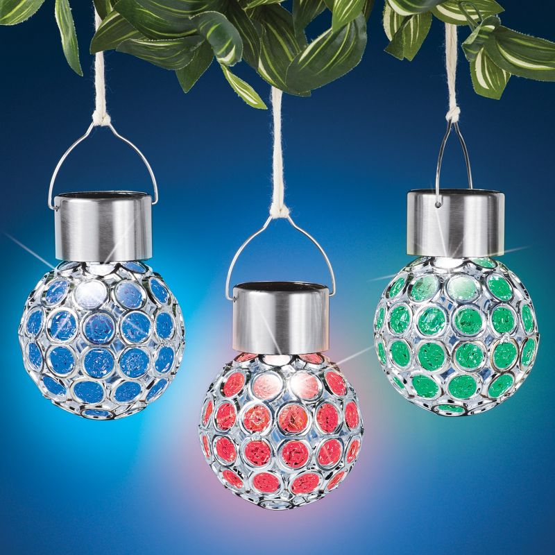 Collections Etc Color Changing Solar Powered LED Lights - Set of 3, 2 of 3