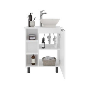 SEVOBAL Bathroom Vanities 84cm Floating Vessel Sink Vanities with Double Doors and Storage Shelf for Bathroom Storage, White, 28.74"*28.74"*11.42" - 1 of 4