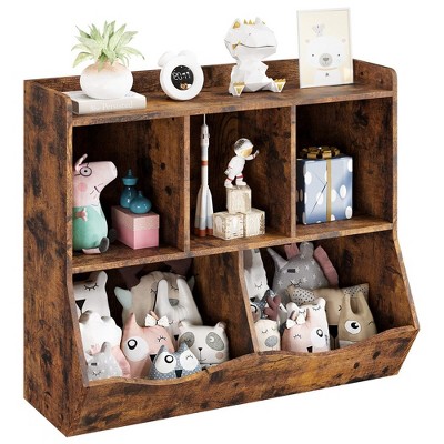 Bookcase and Toy Storage Cabinet, Multi Shelf with Cubby Organizer Cabinet for Storage Books and Toys