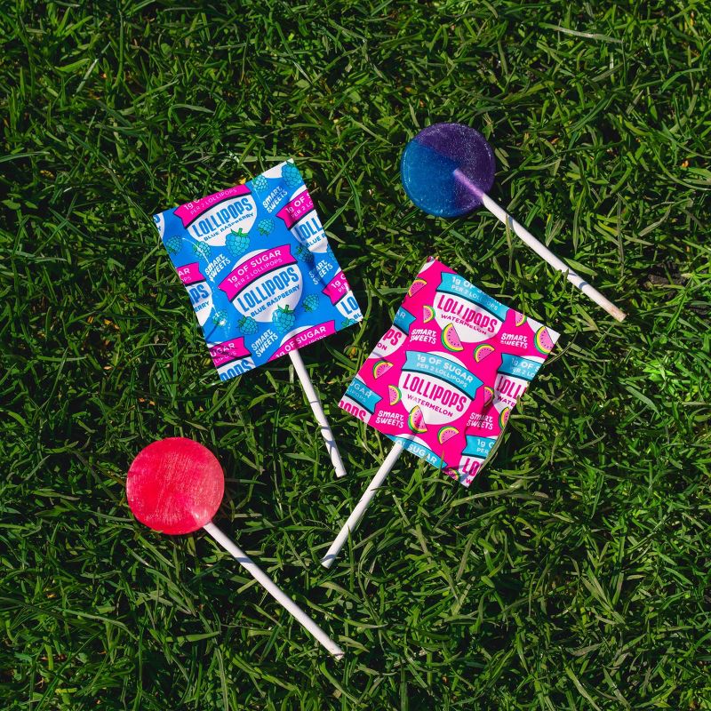 SmartSweets Lollipops, Watermelon &#38; Blue Raspberry Candy - 3oz, 4 of 10