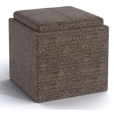 Rockwood - Cube Storage Ottoman with Tray - Mink Brown
