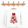 Christmas Tree Red Patchwork Print - Youth Long Sleeve Graphic T-Shirt - 2 of 4