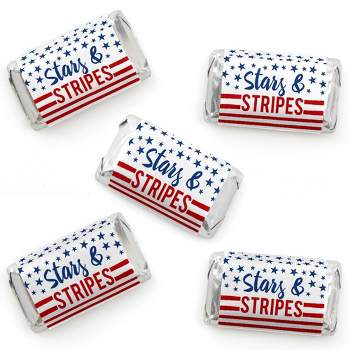 Big Dot of Happiness Stars and Stripes - Mini Candy Bar Wrapper Stickers - Memorial Day, 4th of July & Labor Day USA Patriotic Small Favors - 40 Count