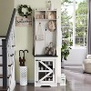 OKD 23″ Wide Hall Tree with 6 Shoe Cubbies & 5 Coat Hooks, Farmhouse Entryway Hutch with adjustable shelves - 2 of 4