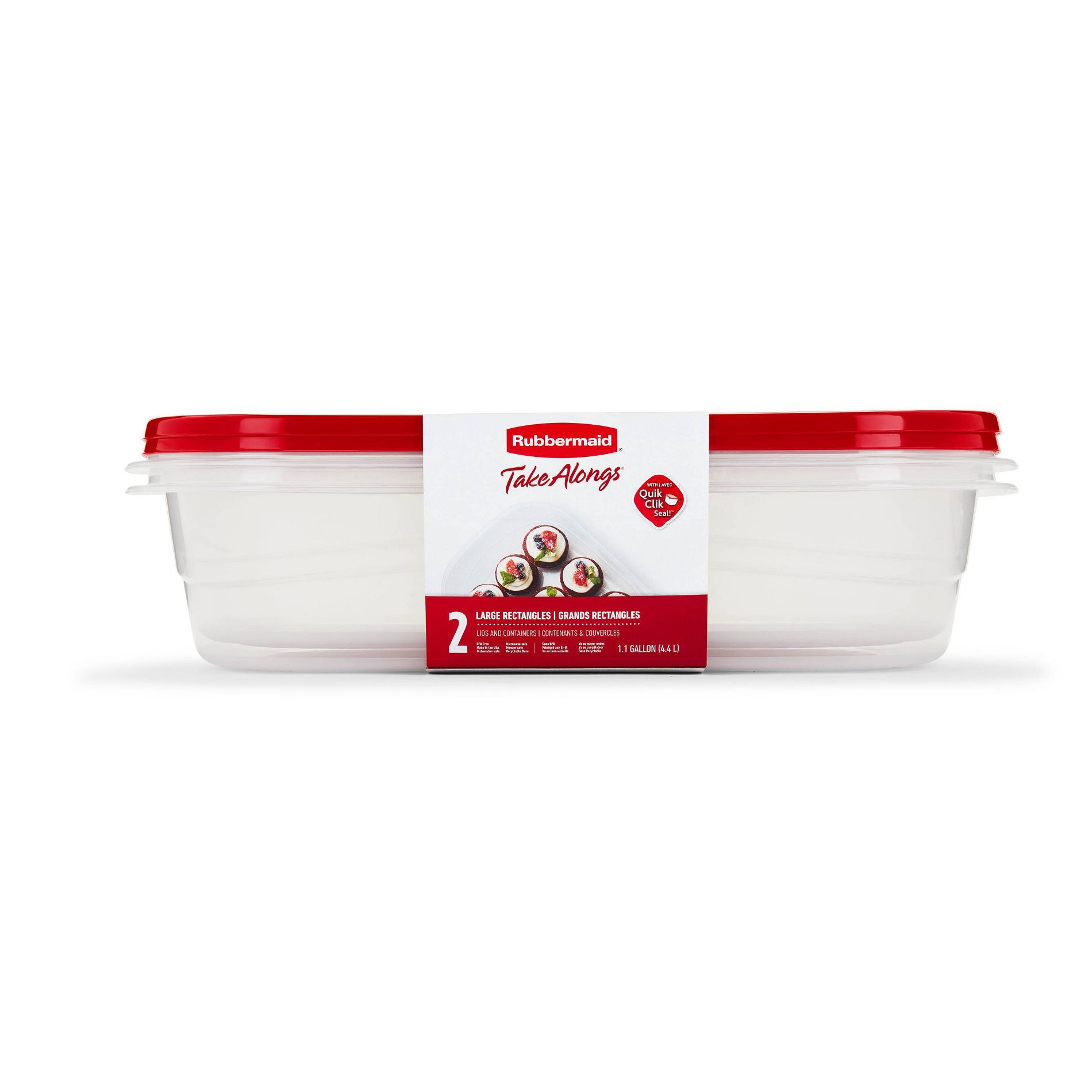 Rubbermaid TakeAlong 2pk 1.1gal Plastic Rectangle Food Storage Containers - Ruby Red: Microwave & Freezer Safe