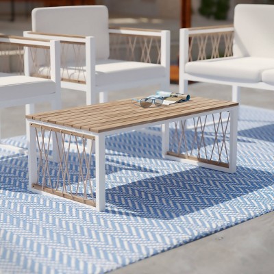 Soube Outdoor Rectangle Cocktail Table - Natural/White - Aiden Lane