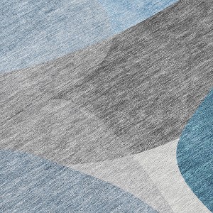 HomeRoots 5' X 8' Denim Blue And Gray Abstract Washable Indoor Outdoor Area Rug - 1 of 4