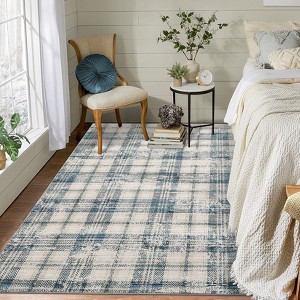 Nasitip Washable Rug-Modern Plaid Area Rug Non Slip Soft Rugs-Low Pile Foldable Floor Cover Accent Carpet - 1 of 4