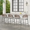 Christopher Knight Home Edna Outdoor 30" Metal and Rattan Barstools with Scallop-shaped Backrest (Set of 4) - 2 of 4