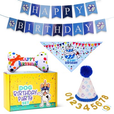 Pacific Pups Products Dog Birthday Party Set - 5 Piece Kit for Birthday Party for Dogs