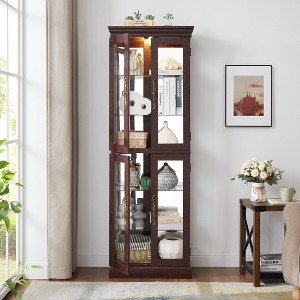 APRILSOUL 71.26"Lighted Glass Curio Display Cabinet,Display Cabinet,Glass Storage Cabinet - 1 of 4