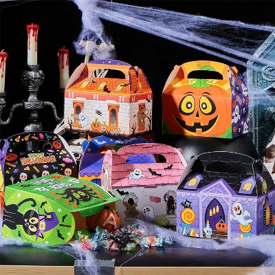 Joyfy 36 PCS Halloween House Cardboard Candy Boxes, Trick or Treat Pastries, Cupcakes Cookies Goodie Bags for Kids Halloween Party Favor Supplies