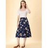 INSPIRE CHIC Women's Corduroy Elastic Waist Warm Fall A-Line Pockets Tiered Floral Midi Skirt - 3 of 4