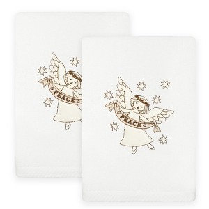 Linum Home Textiles Christmas ANGEL - Embroidered Luxury 100% Turkish Cotton Hand Towels - 1 of 3