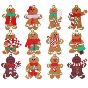Aoibox 12pcs Gingerbread Man Ornaments Classic Red and White Hanging Plastic Christmas Tree Decorations for Home Kids Party Decor - 1 of 4