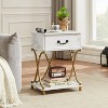 VECELO 1-Drawer Nightstands Set of 1/2 End Side Tables Modern X Design Metal Bedside Tables with Open Shelf Brown - 3 of 4