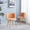 Dining Chair Set Of 2, Modern Dining Chair With Iron Tube Wood Color Legs And Shorthair Cushions - 2 of 4