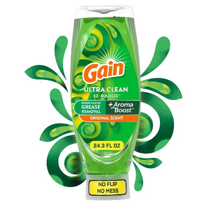 Gain EZ-Squeeze Dishwashing Liquid Dish Soap, Original Scent, 24.3 fl oz