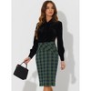 INSPIRE CHIC Women's Elastic High Waist Knee Length Plaid Pencil Skirt with Side Zipper - image 2 of 4