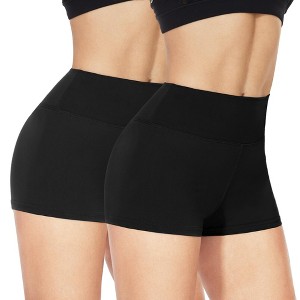 FIONECA 2 Pack Biker Shorts for Women - 3"/5"/8" Booty Volleyball High Waisted Black Spandex Shorts for Yoga Dance Workout - 1 of 4