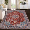 Washable Vintage Printed Rug Non Slip Low Pile Rug Soft Throw Floor Cover Foldable Indoor Carpet for Living Room Bedroom - 3 of 4