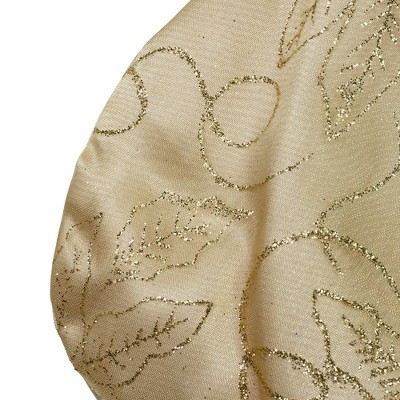 Gold Glittered Poinsettia Christmas Stocking with Velveteen Cuff