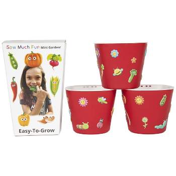 Window Garden Sow Much Fun Seed Starting Kit Plant Vegetables with 3 Self Watering Planters, Soil, Seeds & Puffy Stickers