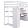 PAGED Simple Wooden Loft Bed Bunk Bed with Desk, Twin Size Bed Frame with 4 Drawers, 3 Shelves, Storage Stairs and Guardrail for Bedroom - 3 of 4