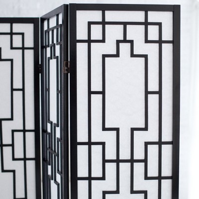 Black Pine Wood 3-Panel Shoji Room Divider