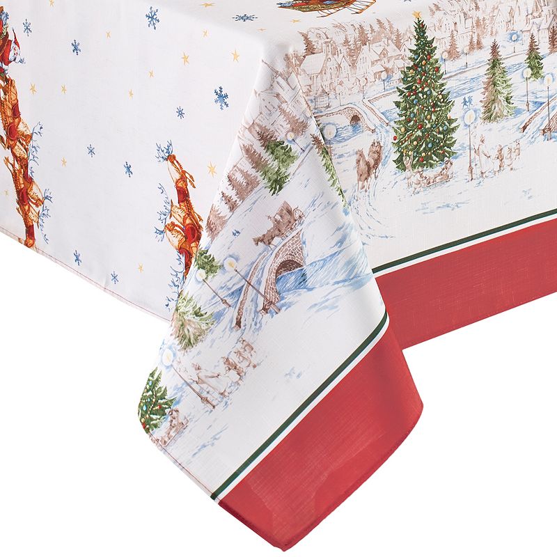 Santa’s Snowy Sleighride Tablecloth - Red/Green - Elrene Home Fashions, 1 of 5