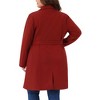 Women's Plus Size Lapel Long Sleeve Single Breasted Belted Midi Pea Coat with Pocket - Agnes Orinda - 4 of 4