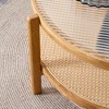 CAVINAS Coffee Tables for Living Room Round Solid Wood and Imitation Rattan Coffee Table Double-layer Tea Table Coffee Low Table,Natural Wood - 3 of 4