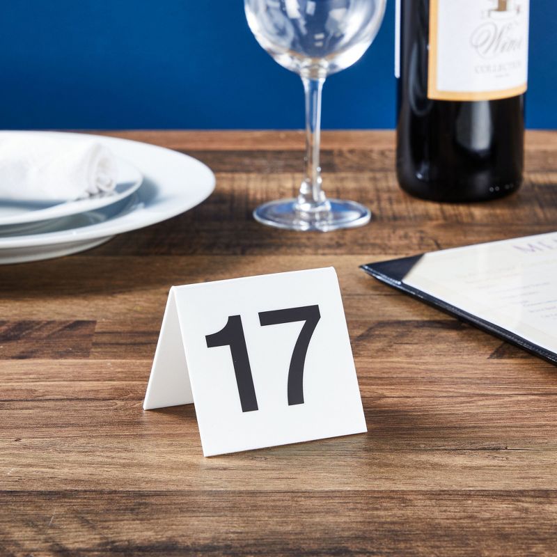 Juvale Set of 25 Acrylic Table Numbers for Wedding Receptions, Plastic Tent Cards Numbered 1-25 for Restaurants, 3 x 2.75 x 2.5 In, 3 of 8