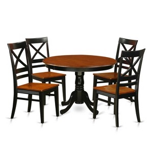 5 Piece Dining Set - Round Kitchen Table & 4 Chairs - Black Cherry Finish - 42 Inch Table - 1 of 4