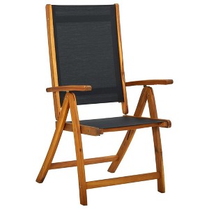 vidaXL 7-Piece Patio Dining Set - Solid Acacia Wood - Oval Extension Table with Foldable Chairs - Weather-Resistant - Easy to Clean - Space Saving - 1 of 4