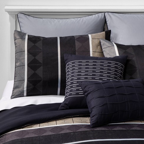 Matthews Geometric 8pc Comforter Set Black Navy Target